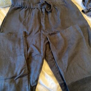 Quince black linen top & bottom SET